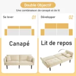 2-in-1 Adjustable Sofa Bed – Two Seaters With Velvet Cover, Folding Armrests - Image 4