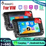 Podofo 2Din 2+64G Car Radio For VW/PASSAT/GOLF/POLO Multimedia Player WIFI Carplay Android Auto GPS Navigation 7inch Car Audio