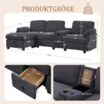 Sofa With Comfort Foam. Equipment: Removable Center Console (2 Cup Holders + Storage Space), USB-C Port, Side Pocket - Image 5