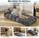 Folding Sofa Bed Convertible Sleeper Chair with Pillow Foldable - Image 4