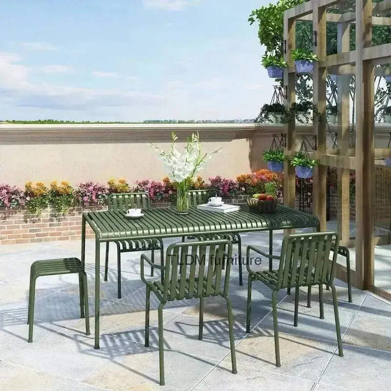 kf-Sc82edbf94bcd47a49b57910656a35634L Table Set Green Metal Outdoor - Image 1