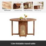 Solid wood folding dining table and chairs - Image 5