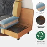 Patbrela Sofa Corduroy Modern 3-seater Comfortable - Image 4