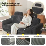 Patbrela Sofa Corduroy Modern 3-seater Comfortable - Image 2