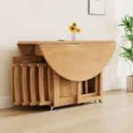 Solid wood folding dining table and chairs - Image 3