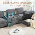 Sofa With Comfort Foam. Equipment: Removable Center Console (2 Cup Holders + Storage Space), USB-C Port, Side Pocket - Image 2