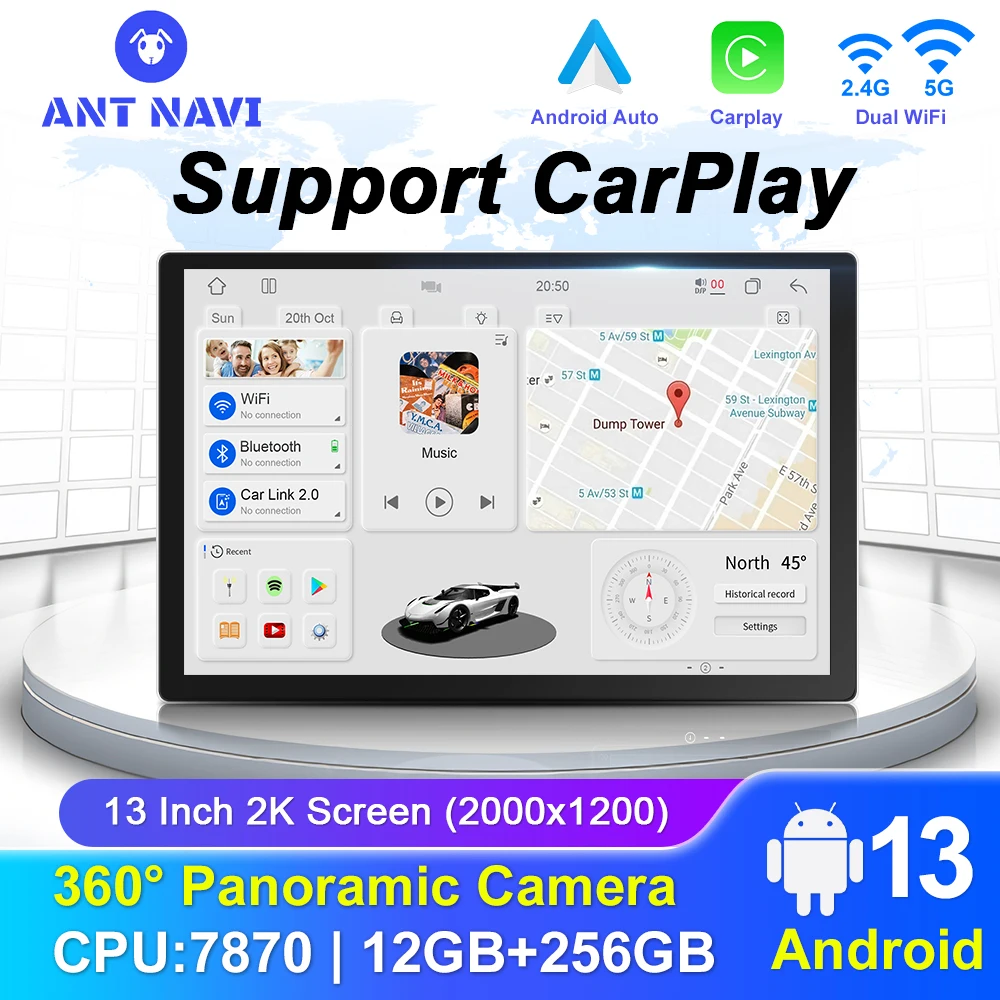 kf-Seb63ed3555f54026bbc15c4d256ca1ceV 13 inch A7870 Android 13 Car Radio GPS Navigation Automotive Multimedia Video Player Wireless CarPlay Android Auto For Universal - Image 1
