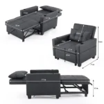 3-in-1 Single Extractable Sofa Bed - with Drink Holders & USB Connector - Image 2