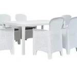 Rattan-like plastic table and garden chairs