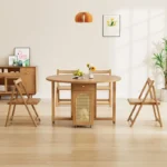Solid wood folding dining table and chairs - Image 4