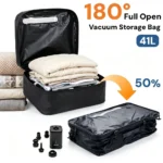 Large Capacity Vacuum Storage Bags for Travel & Home Clothes Compression Bag,Reusable Waterproof Cube Organizing Bag 41L Black