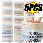 5/1PCS Cubic Vacuum Storage Bags For Clothes,Space Saving Bags Storage Vacuum Seal Packet,Folding Compressed Organizer Bag