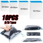 10/1PCS Reusable Vacuum Storage Sealing Bags with Hand Clear Folding Compressed Space Saving Vacuum Bag for Clothes Travel