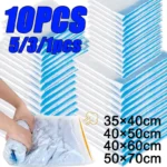 10/1PCS Reusable Vacuum Storage Sealing Bags with Hand Clear Folding Compressed Space Saving Vacuum Bag for Clothes Travel