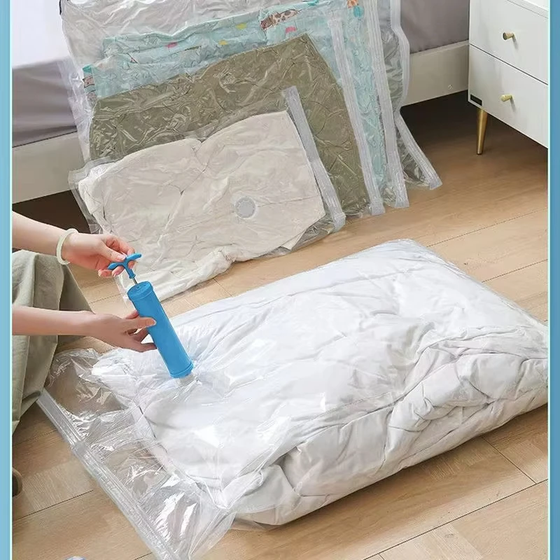 kf-S8229cf67fc9f40d9931741ff11445bc6E Vacuum Storage Bags With Valve Folding Compressed Space Saving Clothes Storage Big Size For Towel Cloth Blanket - Image 1